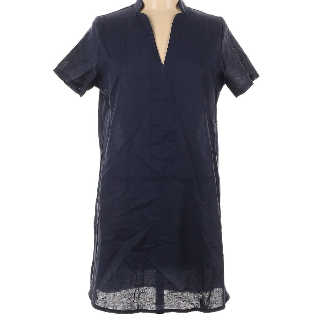 New! Navy Blue Short Sleeve Linen Dress, Sz. M